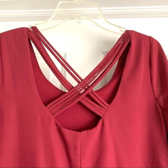 Charlotte Russe Maroon Long Sleeve Shift Dress size Small, Strappy Back - Picture 3 of 10